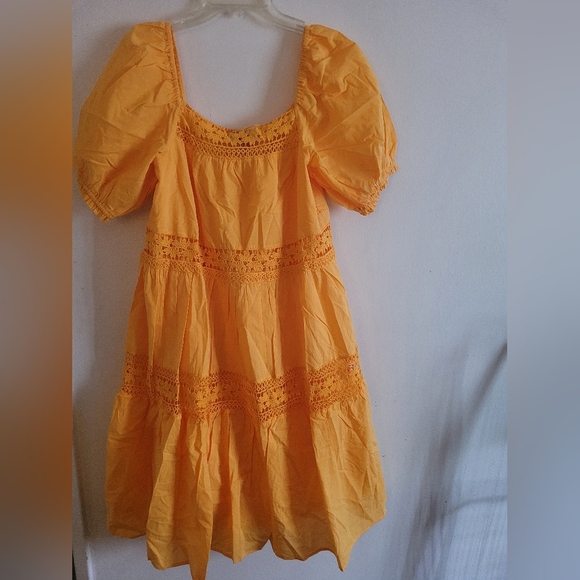 Hale Bob Nagia Solid Dress Bright  Puff Sleeve Dress - Picture 2 of 5